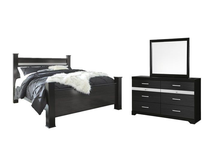 ASHLEY FURNITURE PKG007643 King Poster Bed With Mirrored Dresser