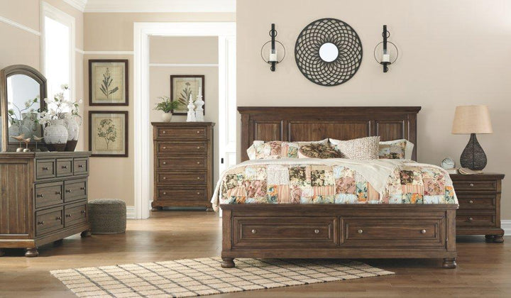 ASHLEY FURNITURE PKG006424 Queen Panel Bed With Mirrored Dresser, Chest and Nightstand