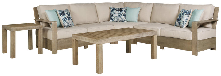 ASHLEY FURNITURE PKG011414 3-piece Outdoor Sectional With Coffee Table and End Table