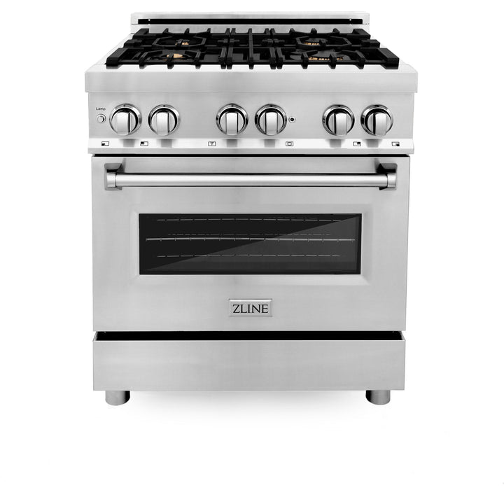 ZLINE KITCHEN AND BATH RABR30 ZLINE 30" 4.0 cu. ft. Dual Fuel Range with Gas Stove and Electric Oven in Stainless Steel with Brass Burners