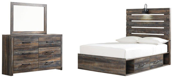 ASHLEY FURNITURE PKG003181 Full Panel Bed With 4 Storage Drawers With Mirrored Dresser