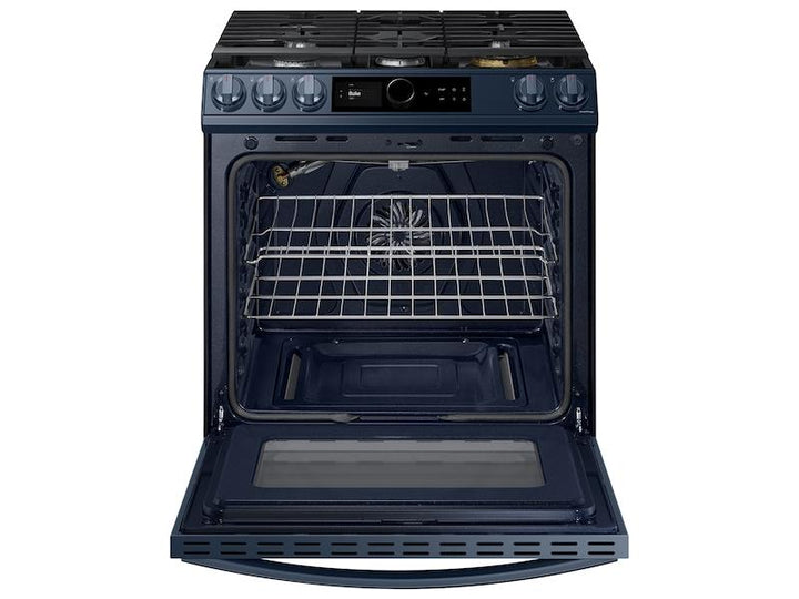 SAMSUNG NX60A8711QN Bespoke Smart Slide-in Gas Range 6.0 cu. ft. with Smart Dial, Air Fry & Wi-Fi in Navy Steel