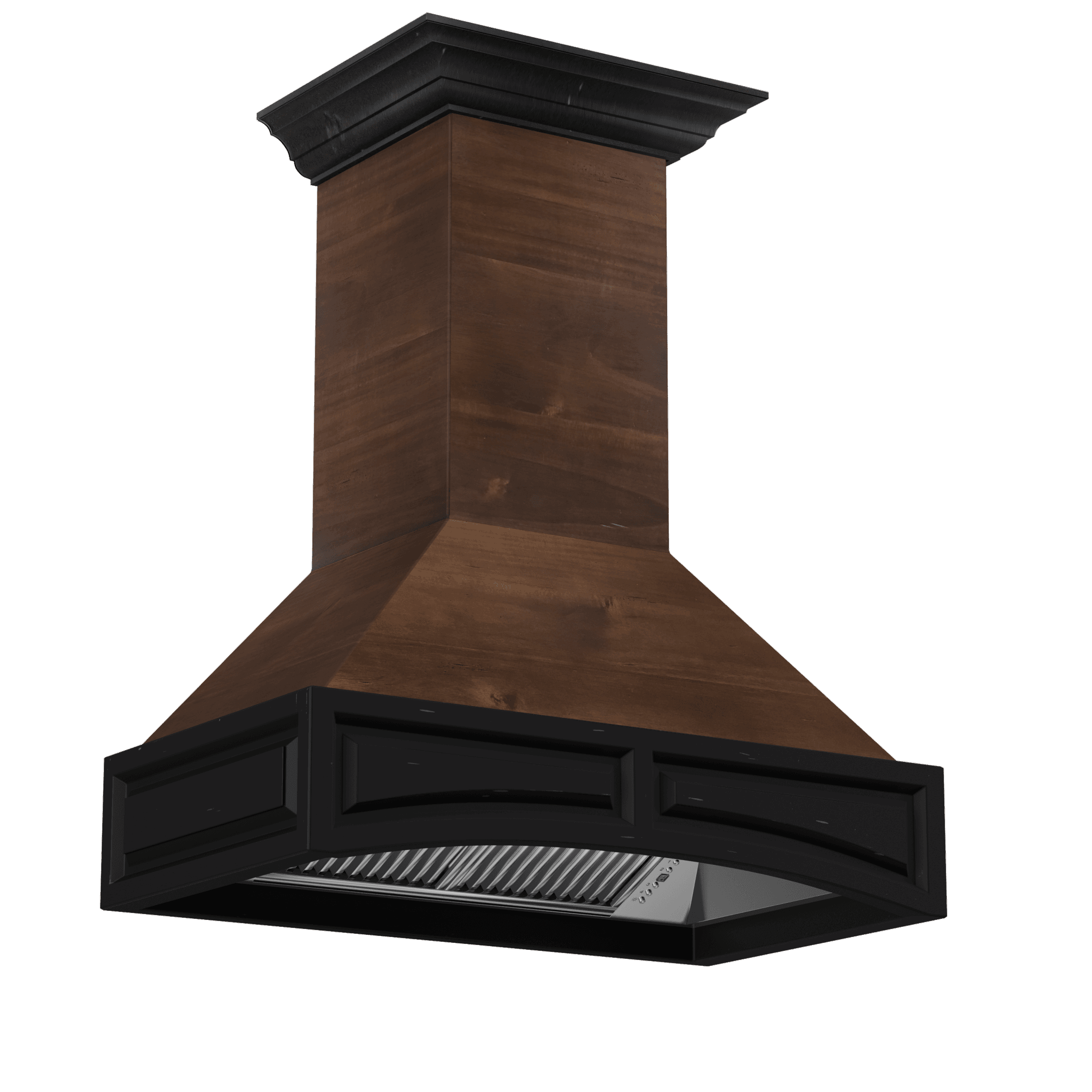 ZLINE KITCHEN AND BATH 321ARRD42 ZLINE Wooden Wall Mount Range Hood in Antigua and Walnut - Includes Dual Remote Motor Size: 42 Inch, CFM: 700