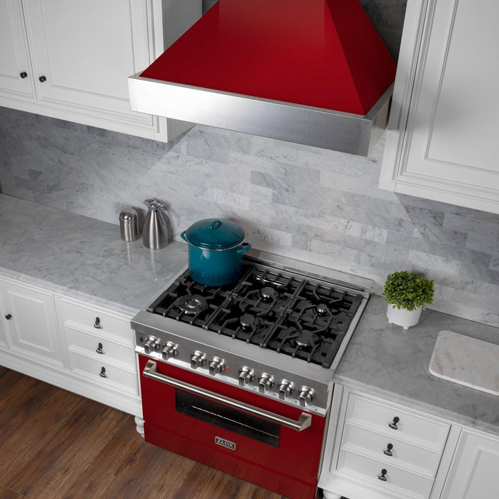 ZLINE KITCHEN AND BATH 8654RG30 ZLINE Ducted ZLINE DuraSnow Stainless Steel R Range Hood with Red Gloss Shell Size: 30 Inch