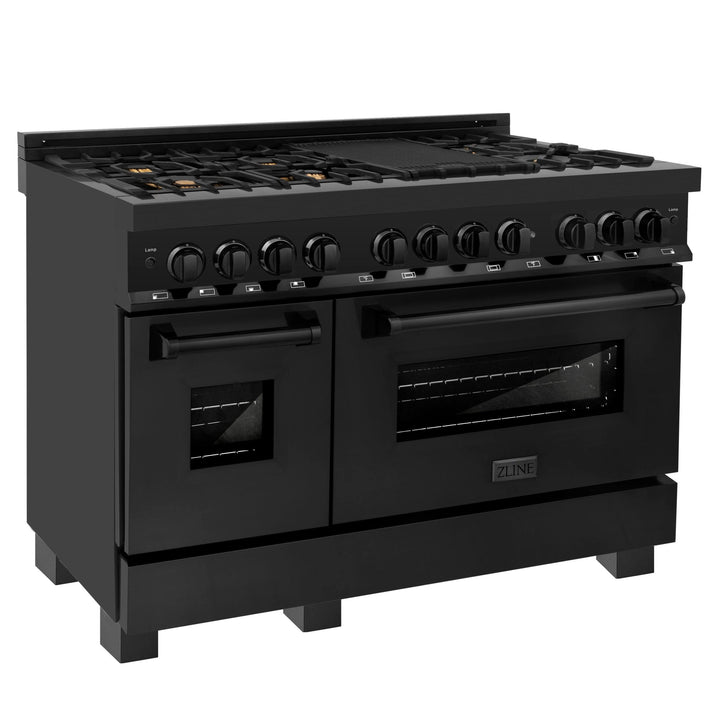 ZLINE KITCHEN AND BATH RGBBR36 ZLINE 36" 4.6 cu. ft. Range with Gas Stove and Gas Oven in Black Stainless Steel with Brass Burners