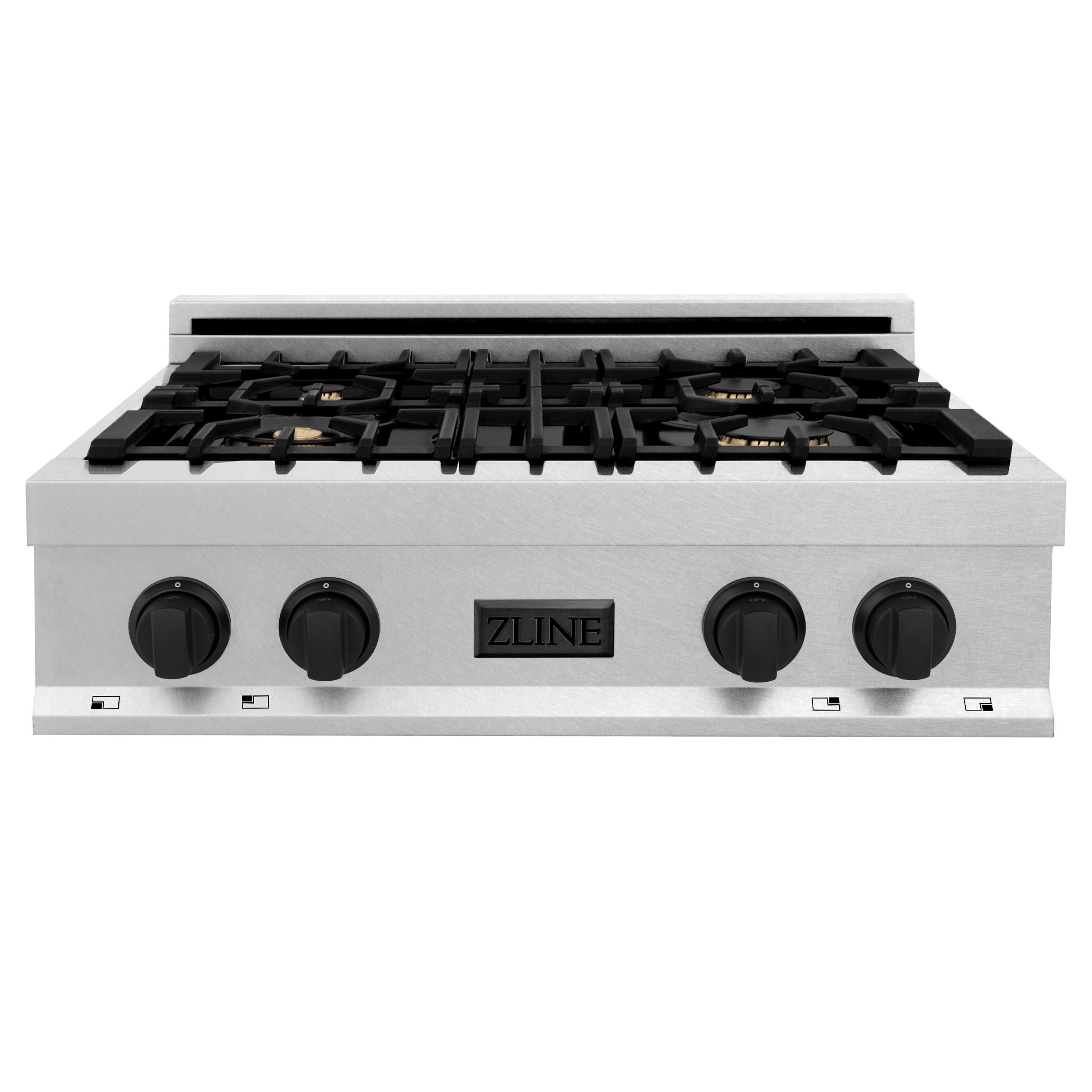ZLINE KITCHEN AND BATH RTSZ30G ZLINE Autograph Edition 30" Porcelain Rangetop with 4 Gas Burners in DuraSnow R Stainless Steel and Accents Color: Gold