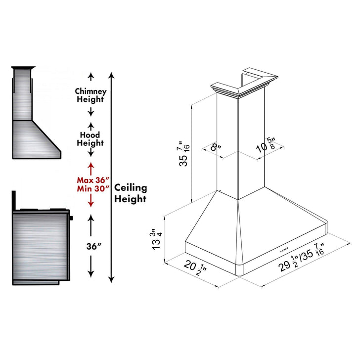 ZLINE KITCHEN AND BATH 8KF2S30 ZLINE Wall Mount Range Hood in ZLINE DuraSnow Stainless Steel Size: 30 Inch