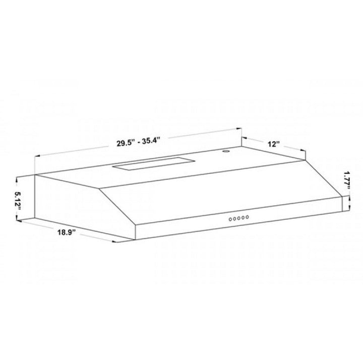 ZLINE KITCHEN AND BATH 61530 ZLINE 280 CFM Ducted Under Cabinet Range Hood in Stainless Steel - Hardwired Power