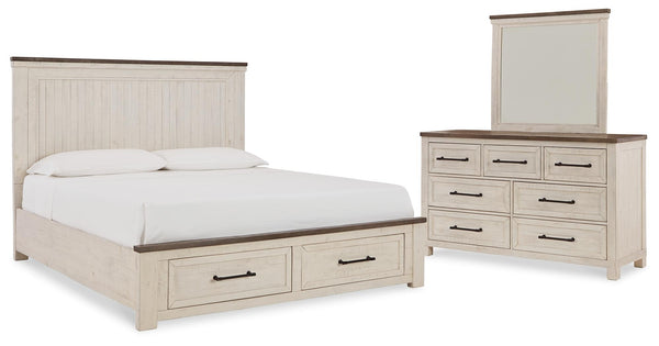 ASHLEY FURNITURE PKG013457 Queen Panel Storage Bed With Mirrored Dresser