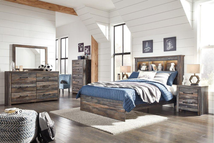 ASHLEY FURNITURE PKG007527 Full Bookcase Bed With Mirrored Dresser, Chest and Nightstand