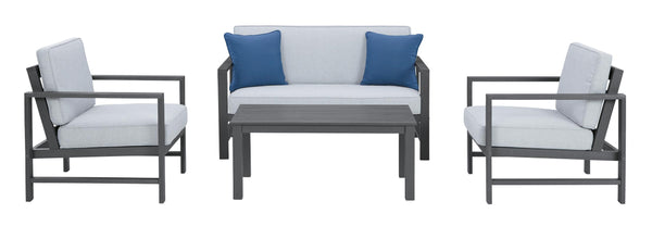 ASHLEY FURNITURE PKG013819 Outdoor Loveseat and 2 Chairs With Coffee Table