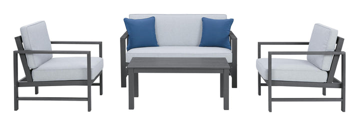 ASHLEY FURNITURE PKG013819 Outdoor Loveseat and 2 Chairs With Coffee Table