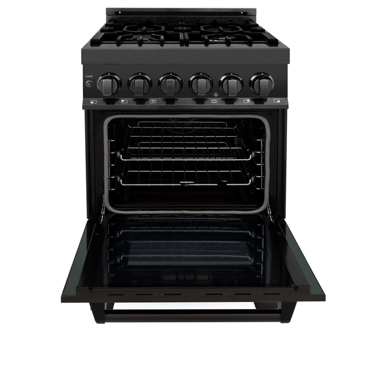 ZLINE KITCHEN AND BATH RAB24 ZLINE 24" 2.8 cu. ft. Dual Fuel Range with Gas Stove and Electric Oven in Black Stainless Steel Style: Black Stainless Steel