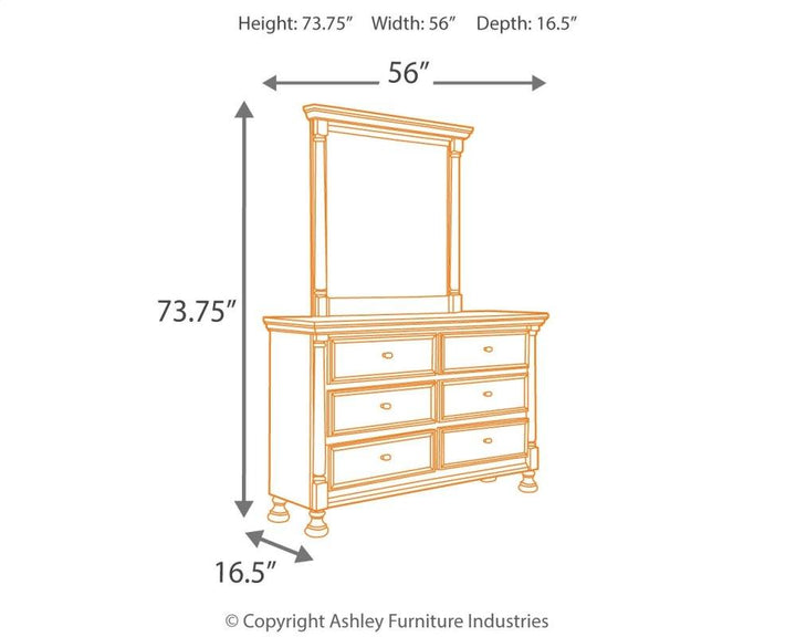 ASHLEY FURNITURE PKG005295 Queen Panel Headboard With Mirrored Dresser and Chest
