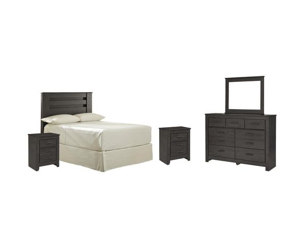 ASHLEY FURNITURE PKG004001 Full Panel Headboard With Mirrored Dresser and 2 Nightstands