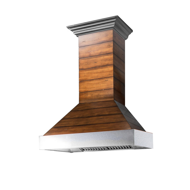 ZLINE KITCHEN AND BATH 365BB36 ZLINE 36" Ducted Wooden Wall Range Hood with Shiplap and Stainless Steel Accents