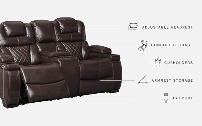 ASHLEY FURNITURE 7540718 Warnerton Power Reclining Loveseat With Console