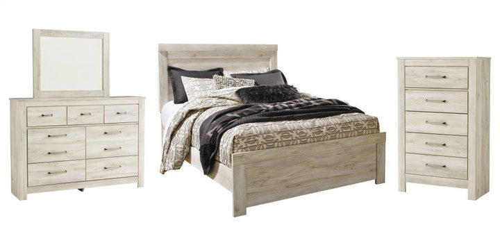 ASHLEY FURNITURE PKG004712 Queen Panel Bed With Mirrored Dresser and Chest