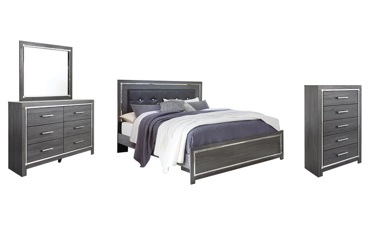 ASHLEY FURNITURE PKG003549 King Panel Bed With Mirrored Dresser and Chest