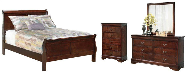 ASHLEY FURNITURE PKG004967 Full Sleigh Bed With Mirrored Dresser and Chest