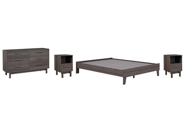 ASHLEY FURNITURE PKG008859 Queen Platform Bed With Dresser and 2 Nightstands