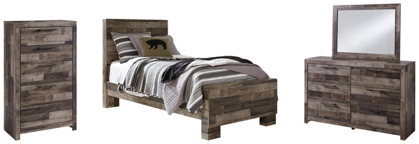 ASHLEY FURNITURE PKG003461 Twin Panel Bed With Mirrored Dresser and Chest