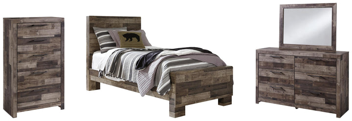 ASHLEY FURNITURE PKG003461 Twin Panel Bed With Mirrored Dresser and Chest