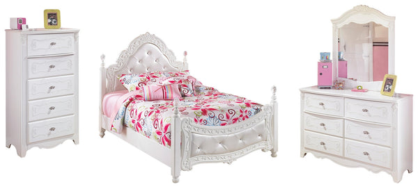 ASHLEY FURNITURE PKG002929 Full Poster Bed With Mirrored Dresser and Chest