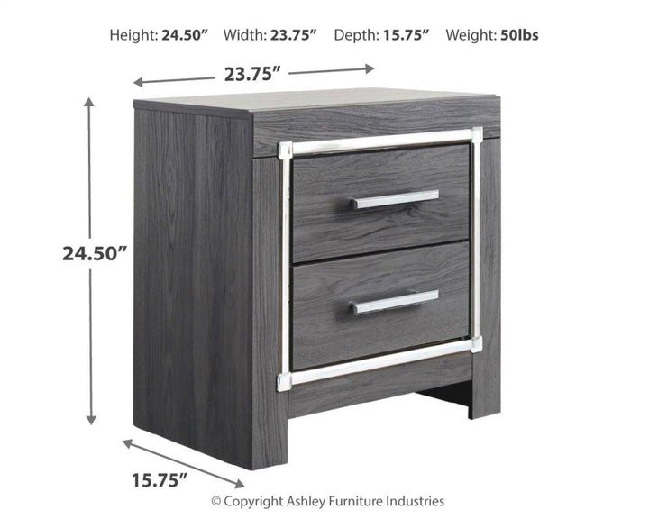 ASHLEY FURNITURE PKG003528 Full Upholstered Panel Headboard With Mirrored Dresser, Chest and Nightstand