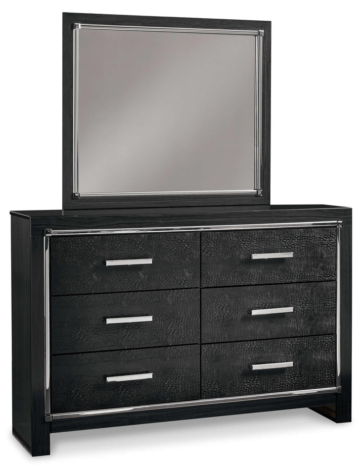 ASHLEY FURNITURE PKG014128 Queen Upholstered Panel Bed With Mirrored Dresser and Nightstand