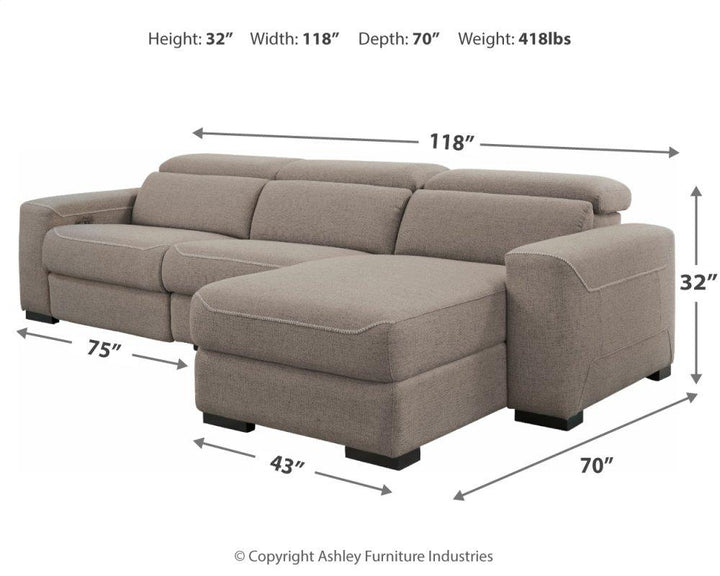 ASHLEY FURNITURE PKG002339 3-piece Sectional With Recliner