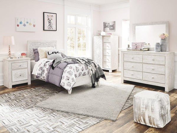 ASHLEY FURNITURE PKG002892 Full Panel Bed With Mirrored Dresser, Chest and Nightstand