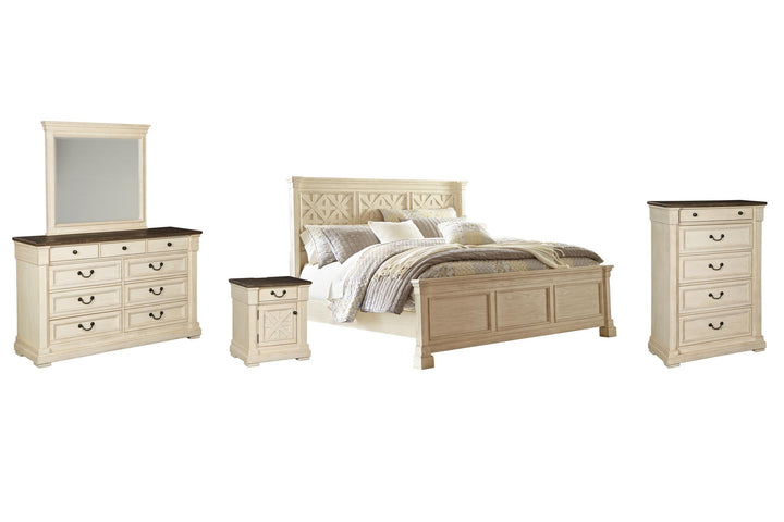 ASHLEY FURNITURE PKG006120 California King Panel Bed With Mirrored Dresser, Chest and Nightstand