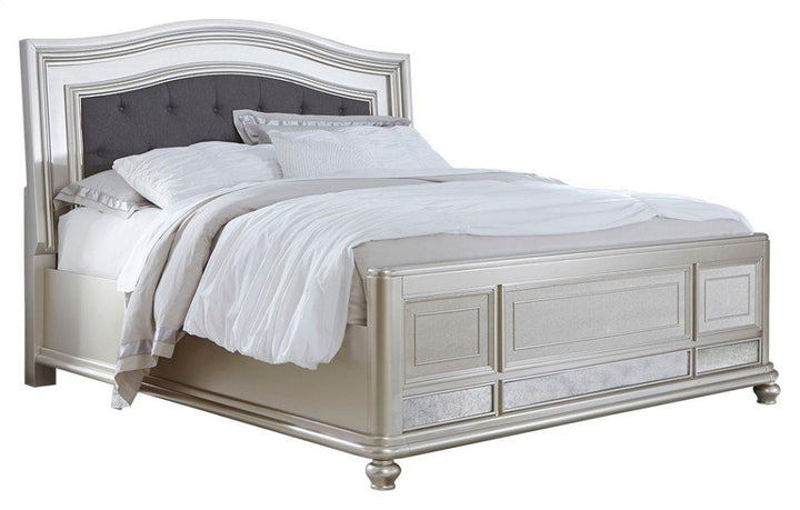 ASHLEY FURNITURE PKG007797 King Panel Bed With Mirrored Dresser, Chest and Nightstand