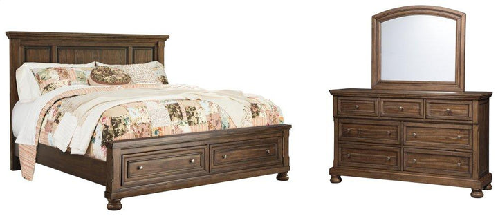 ASHLEY FURNITURE PKG006409 King Panel Bed With 2 Storage Drawers With Mirrored Dresser