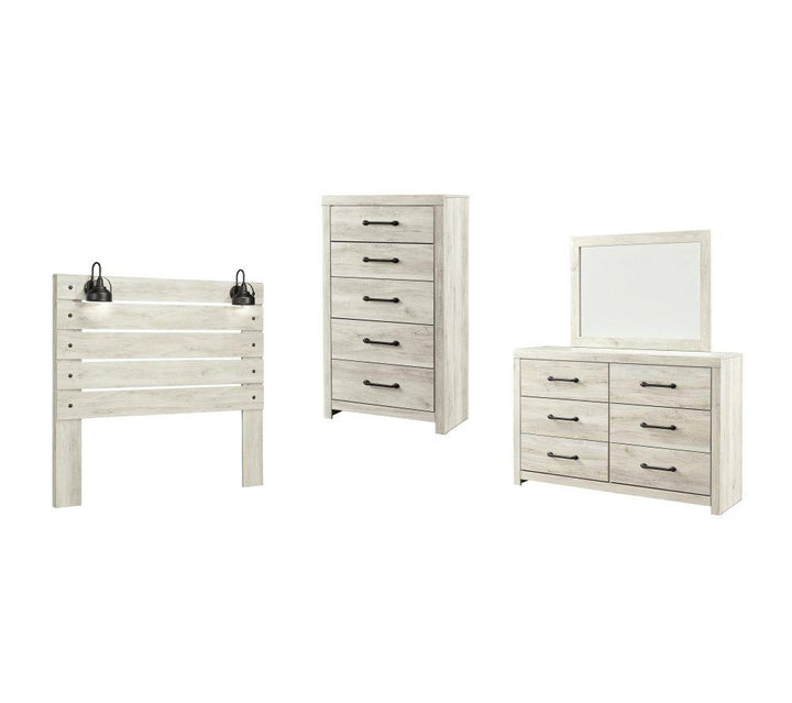 ASHLEY FURNITURE PKG002960 Queen Panel Headboard With Mirrored Dresser and Chest