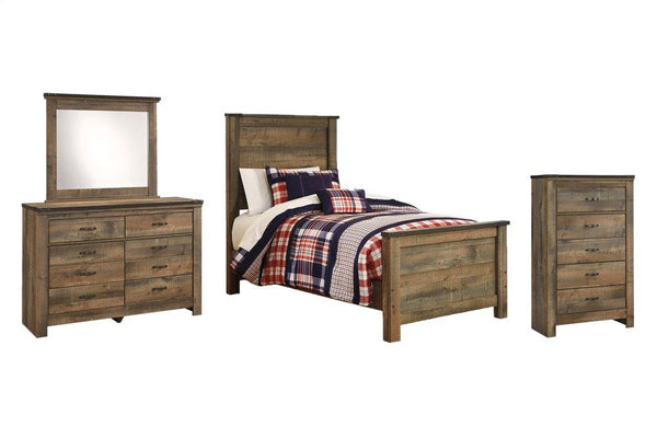 ASHLEY FURNITURE PKG005178 Twin Panel Bed With Mirrored Dresser and Chest