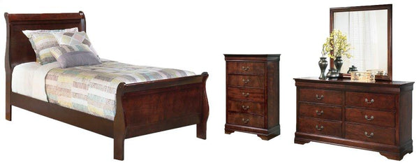 ASHLEY FURNITURE PKG004974 Twin Sleigh Bed With Mirrored Dresser and Chest