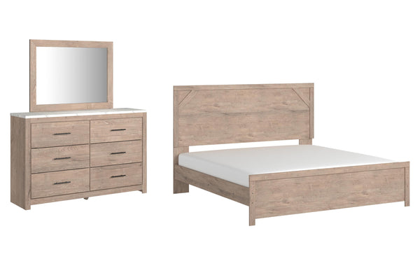 ASHLEY FURNITURE PKG009389 King Panel Bed With Mirrored Dresser