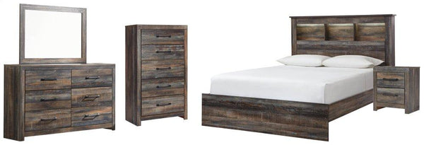ASHLEY FURNITURE PKG003208 Queen Bookcase Bed With Mirrored Dresser, Chest and Nightstand
