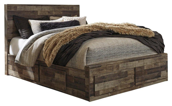 ASHLEY FURNITURE PKG003436 Queen Panel Bed With 6 Storage Drawers With Mirrored Dresser and 2 Nightstands