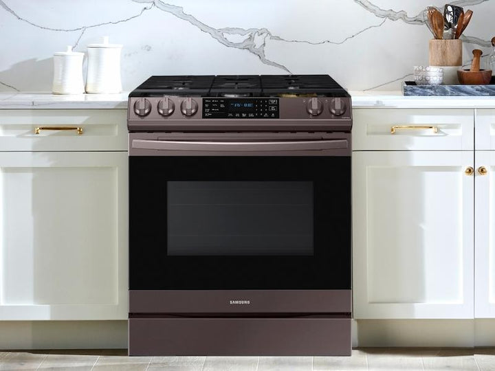 SAMSUNG NX60T8511ST 6.0 cu ft. Smart Slide-in Gas Range with Air Fry in Tuscan Stainless Steel