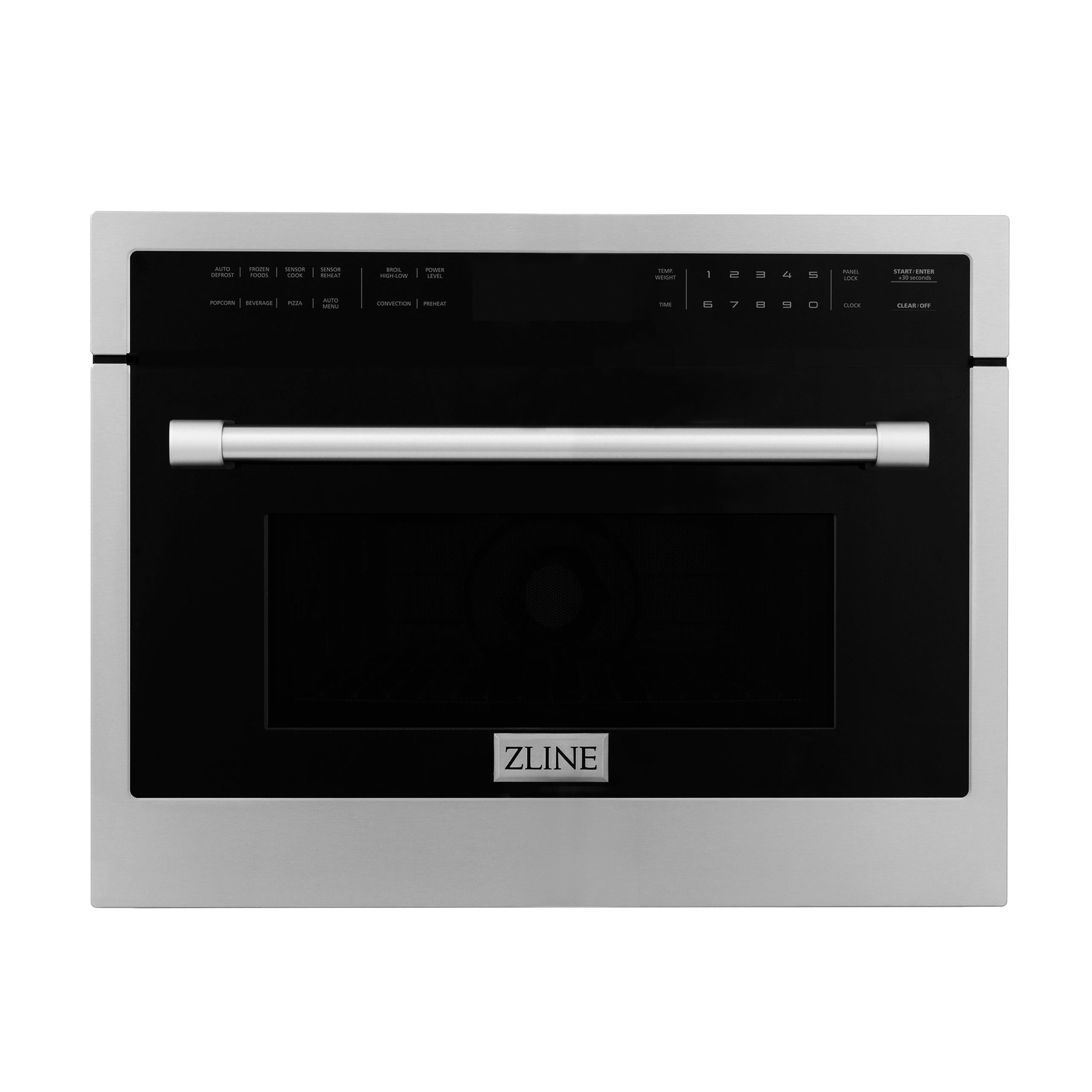 ZLINE KITCHEN AND BATH 2KPMW24AWS30 ZLINE Stainless Steel 24" Built-in Convection Microwave Oven and 30" Single Wall Oven with Self Clean