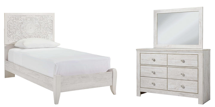 ASHLEY FURNITURE PKG002877 Twin Panel Bed With Mirrored Dresser