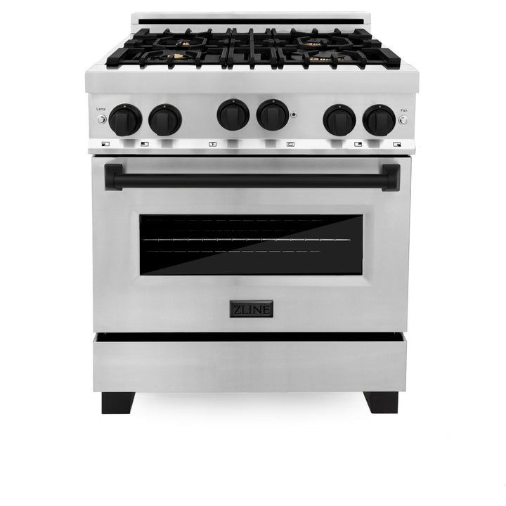 ZLINE KITCHEN AND BATH RGZ30MB ZLINE Autograph Edition 30" 4.0 cu. ft. Range with Gas Stove and Gas Oven in Stainless Steel with Accents Color: Matte Black