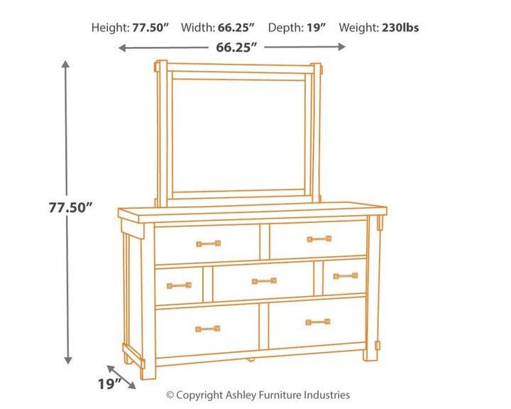 ASHLEY FURNITURE PKG006776 California King Panel Bed With Mirrored Dresser and 2 Nightstands