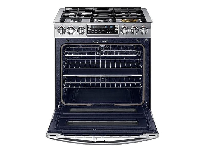 SAMSUNG NX58K9850SS 5.8 cu. ft. Slide-In Gas Range with Flex Duo TM & Dual Door in Stainless Steel