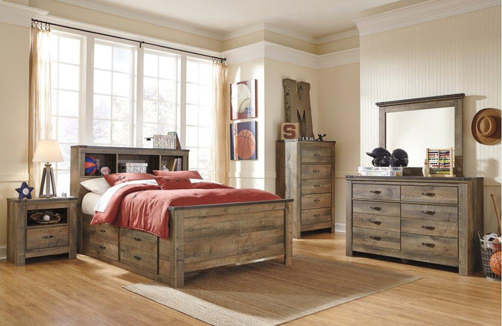 ASHLEY FURNITURE PKG005165 Full Panel Bed With 2 Storage Drawers With Mirrored Dresser