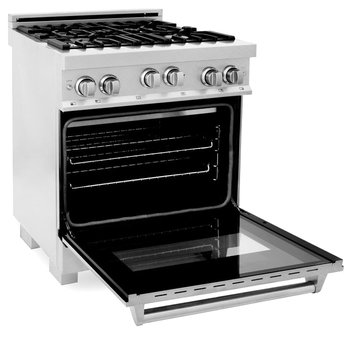 ZLINE KITCHEN AND BATH RGSSNBR30 ZLINE 30" 4.0 cu. ft. Range with Gas Stove and Gas Oven in DuraSnow R Stainless Steel with Color Door Options Color: DuraSnow R Stainless Steel with Brass Burners