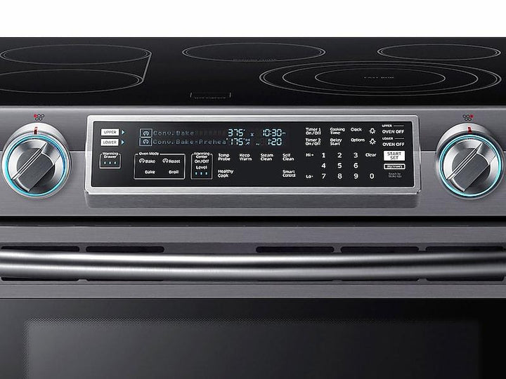 SAMSUNG NE58K9850WG 5.8 cu. ft. Slide-In Electric Range with Flex Duo TM & Dual Door in Black Stainless Steel